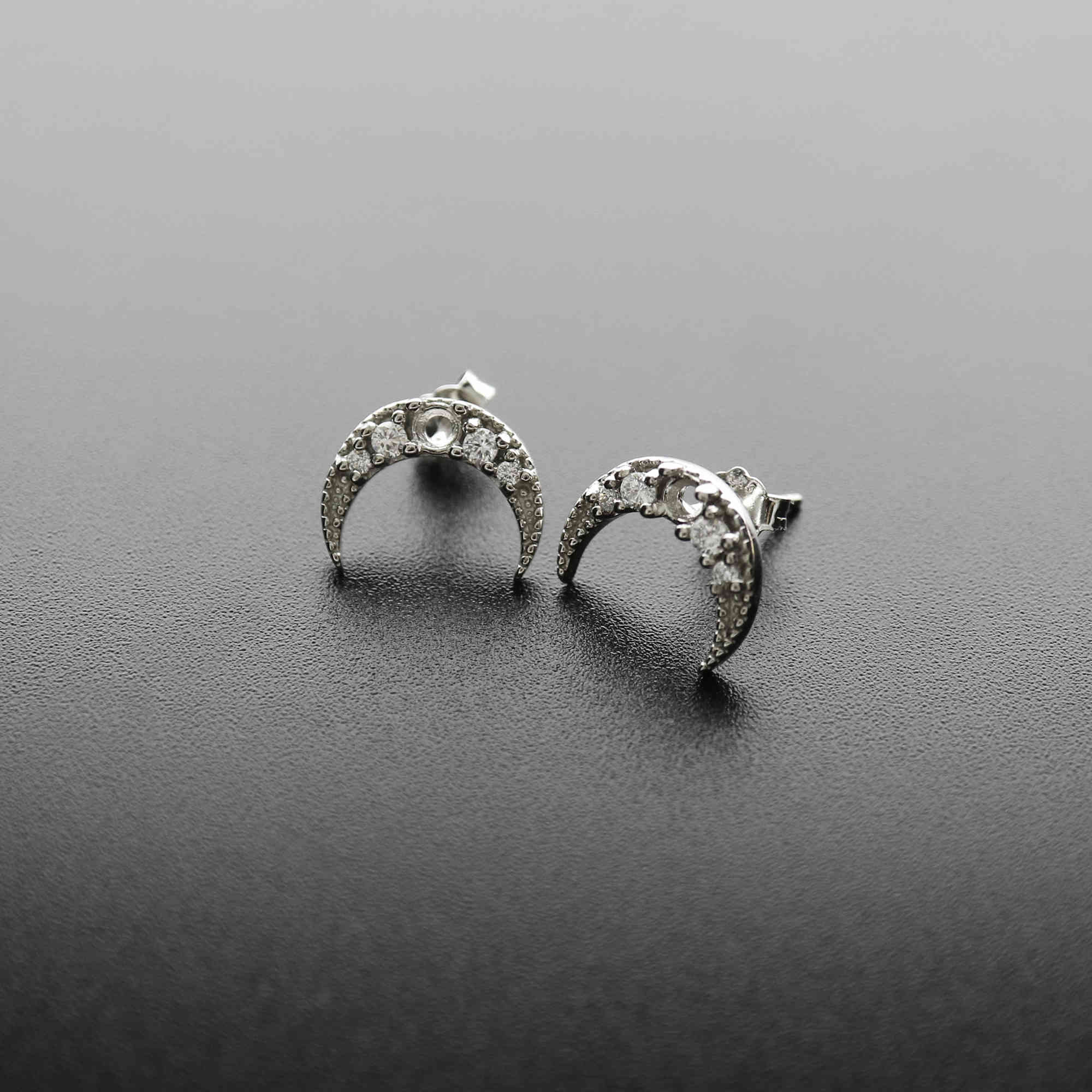 1Pair 3MM Round Bezel Solid 925 Sterling Silver Gemstone Prong Studs Earrings Settings DIY Supplies Findings Rose Gold Plated 1706034 - Click Image to Close